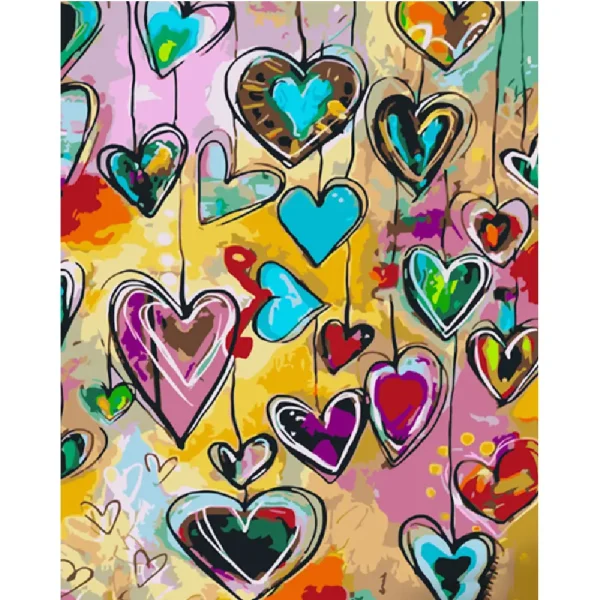 Pictura pe numere "Ghirlanda de inimi " 40x50 cm (fara cutie)(GS1014)(50029)
