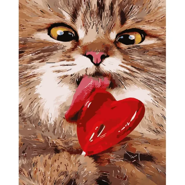 Pictura pe numere "Pisica cu acadea" 40x50 cm (fara cutie)(GS1025)(50135)