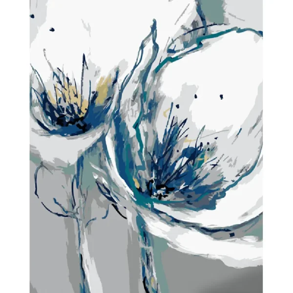 Pictura pe numere "Flori albe si albastre" 40x50 cm (fara cutie)(GS1056)(50425)