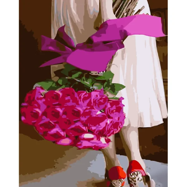 Pictura pe numere "Buchet de trandafiri roz" 40x50 cm (fara cutie)(GS1060)(50456)