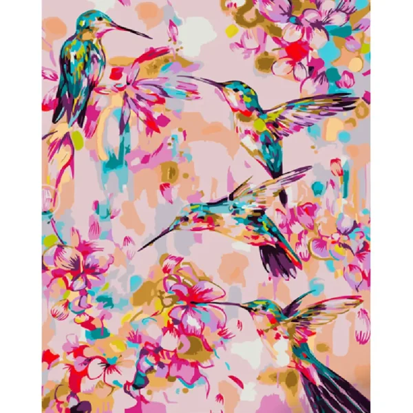 Pictura pe numere "Păsări colibri roz" 40x50 cm (fara cutie)(GS1433)(60028)