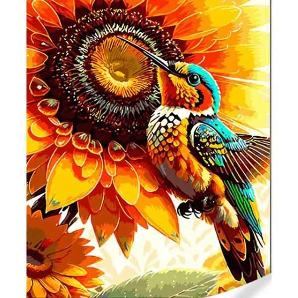 Pictura pe numere " Colibri in floarea soarelui" 40x50 cm (fara cutie)(GS1593)(73820)