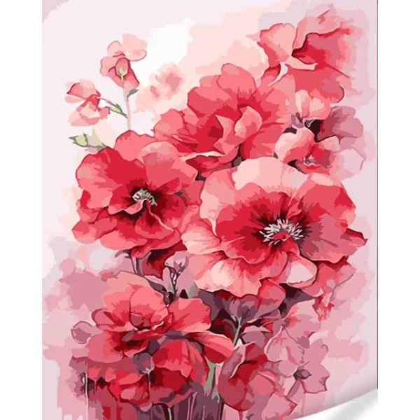 Pictura pe numere "Colaj cu flori roz" 40x50 cm (fara cutie)(GS1600)(73899)