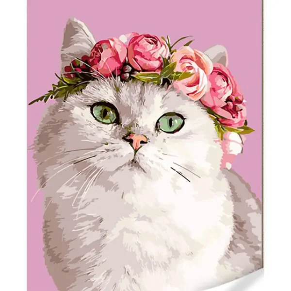 Pictura pe numere "Pisica cu coroana de flori" 40x50 cm (fara cutie)(GS1601)(73790)