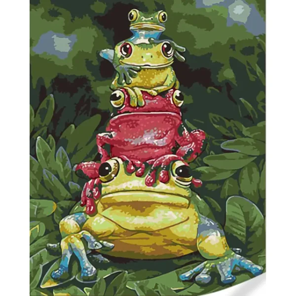 Pictura pe numere "Patru broaste" 40x50 cm (fara cutie)(GS1609)(73660)