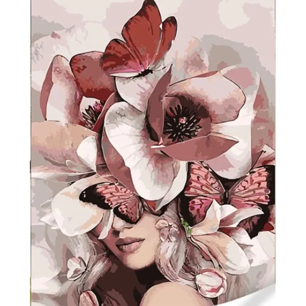 Pictura pe numere "Fata cu trandafiri pe cap" 40x50 cm (fara cutie)(GS1619)(73936)