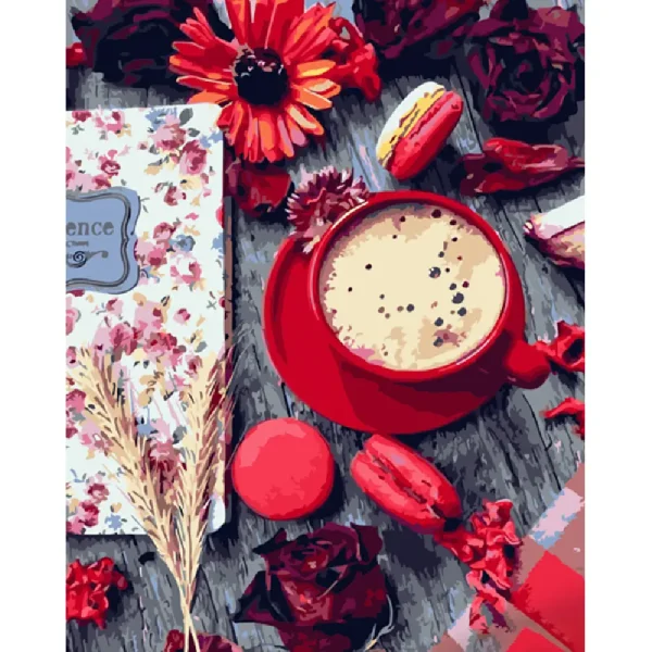 Pictura pe numere "Flori si cafea" 40x50 cm (fara cutie)(GS893)(48828)