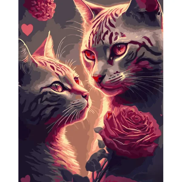 Pictura pe numere "Pisici misterioase" 40x50 cm (fara cutie)(GS899)(48880)