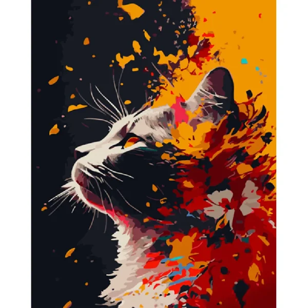 Pictura pe numere "Pisica cu flori" 40x50 cm (fara cutie)(GS909)(48989)