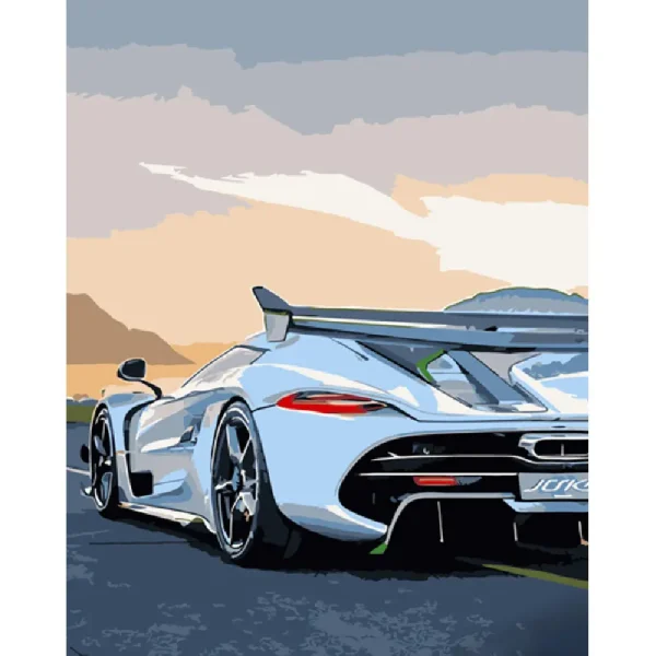 Pictura pe numere "Mașină sport albă" 40x50 cm (GS911)(49009)