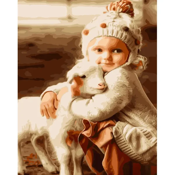 Pictura pe numere "Fata si capra" 40x50 cm (fara cutie)(GS974)(49634)