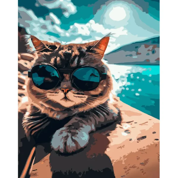 Pictura pe numere "Pisica in vacanta" 40x50 cm (fara cutie)(GS983)(49719)