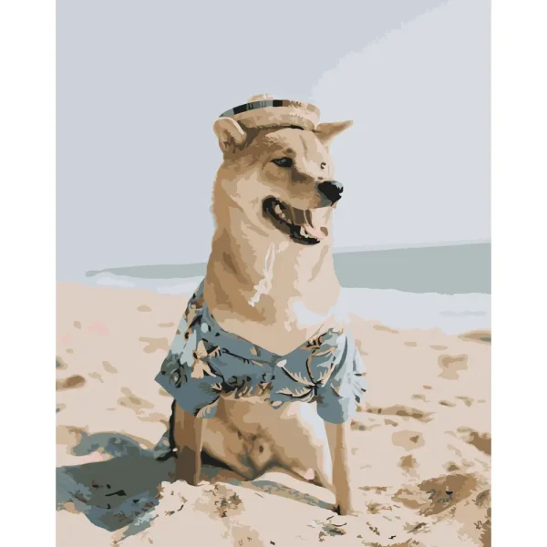 Pictura pe numere "Cainisor pe plajă"(fara cutie) 40x50 cm (DY110)(36221)