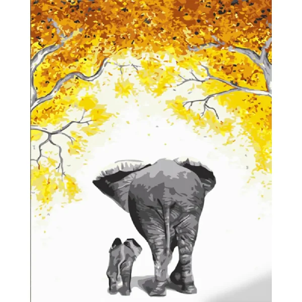Pictura pe numere "Familia de elefanți", 40x50 cm (fara cutie)(DY432)(61421)