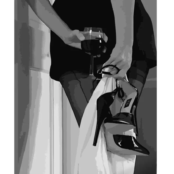Pictura pe numere "Femeie cu un pahar de vin" 40x50 cm (fara cutie)(HH039)(40358)