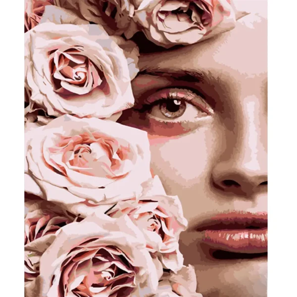 Pictura pe numere "Flori pe fata" 40x50 cm (fara cutie)(HH050)(40464)