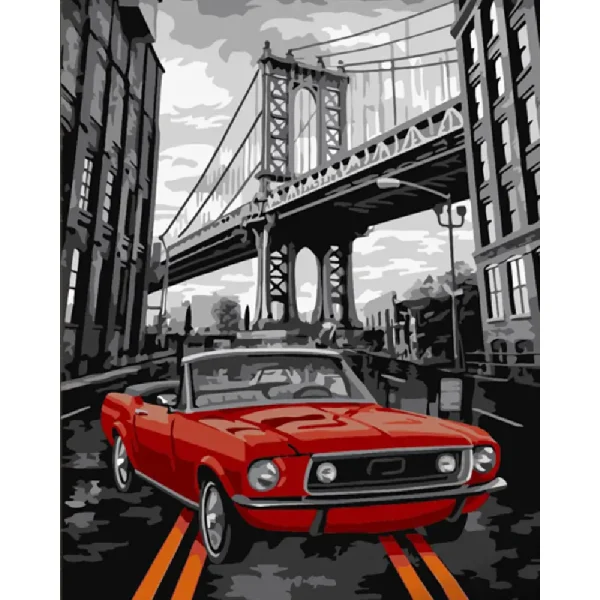Pictura pe numere "Mustang pe pod" 40x50 cm (fara cutie)(DY429)(61391)