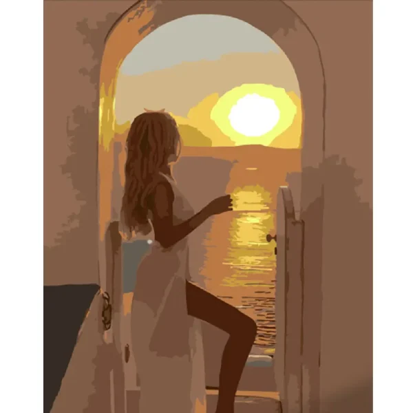 Pictura pe numere "Apus de soare in Grecia", 40x50 cm DY381