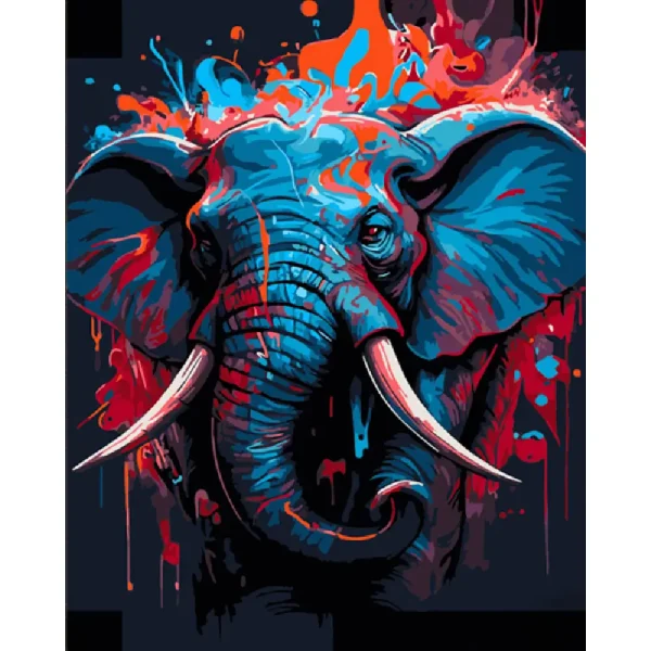 Pictura pe numere "Elefant colorat" 40x50 cm (fara cutie)(DY423)(61339)
