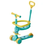Trotinetă pentru copii 6 în 1 cu scaun, mâner parental, roți luminoase și muzică, 3 culori, RTM Scooter (JSC366) - imagine 3