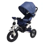 Tricicletă-cărucior cu trei roți, material ECO, roți gonflabile (RT688 / 3 albastru)