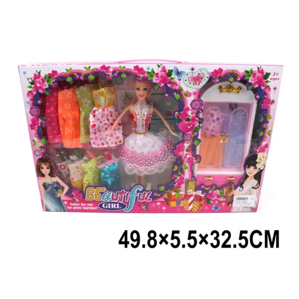 Jucărie păpușă în set cu accesorii și dulap