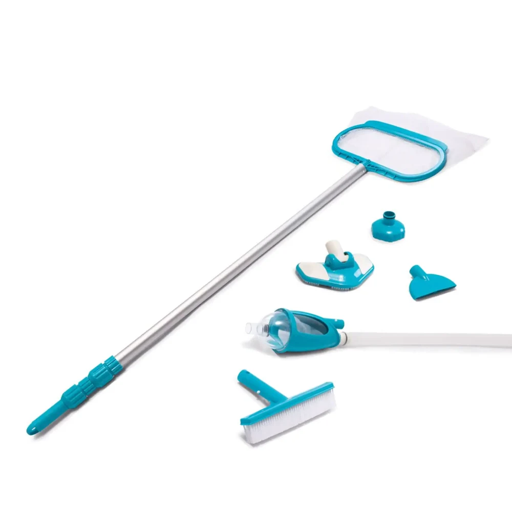 28003(2) Set de curățare Deluxe pentru piscină, mâner telescopic 279 cm, plasă, aspirator, perie, furtun, Intex (28003) - imagine 1