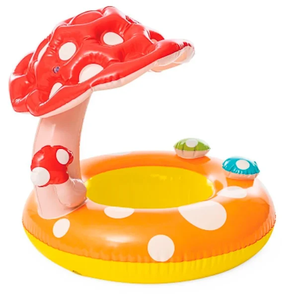 INTEX Cerc gonflabil „Ciupercuța” cu decupaje pentru picioare și baldachin D 69 cm, până la 15kg, 1-2 ani
