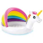 Piscină gonflabilă pentru copii Unicorn cu protecție solară 127×102×69 cm, 45 L, 1–3 ani, Intex (57113)