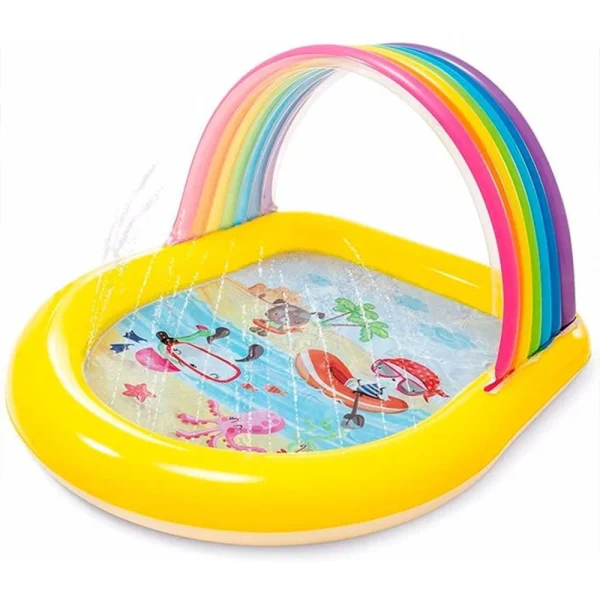 INTEX Piscină gonflabilă pentru copii cu baldachin și jeturi de apă 147x130x86 cm, 84 L, 2+