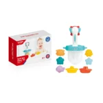 Set jucării de baie cu plasă de pescuit, animăluțe și bărcuțe, Huanger HE0264 - imagine 2