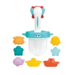 Set jucării de baie cu plasă de pescuit, animăluțe și bărcuțe, Huanger HE0264