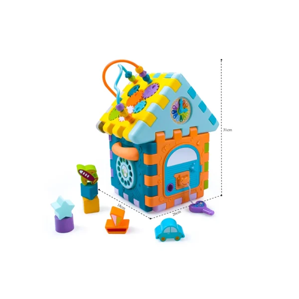 Căsuță educativă multifuncțională cu activități și sorter de forme, Huanger HE0528 (19254)