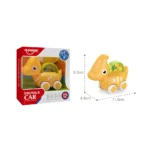 Mașinuță dinozaur cu inerție – galbenă, Huanger HE8007 (18578) - imagine 3