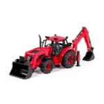 Tractor cu inerție, cupă și excavator Belarus, roșu, Polesie (91857)
