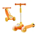 Trotinetă pentru copii cu 3 roți luminoase și ghidon reglabil, portocaliu, RTM Scooter (78130)