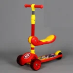 Trotinetă pentru copii 2 în 1 cu scaun, 3 roți luminoase, muzică și lumini, roșu, RTM Scooter (11992) - imagine 2