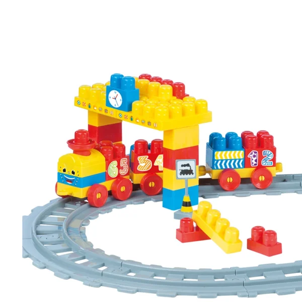 Set tren cu șină și blocuri de construcție 58 piese, Dolu