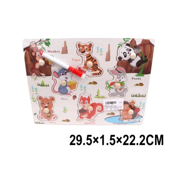 (47755) Jucarie puzzle din lemn+ tabla de desen