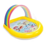 Piscină gonflabilă pentru copii Rainbow Arch cu baldachin și jeturi de apă, 147×130×86 cm, 84 L, 2+ ani, Intex (57156)