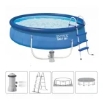 INTEX Set piscină Easy Set 457x107 cm, 12430 l, pompă de filtrare 3785 l/h, scară, copertină, pânză de sol, kit de reparație. - imagine 2