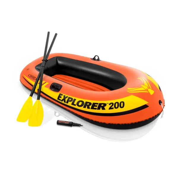INTEX Barcă gonflabilă „Explorer 200” 185x94x41cm, vâsle 59623, pompă 69613, de la 6 ani, până la 95kg