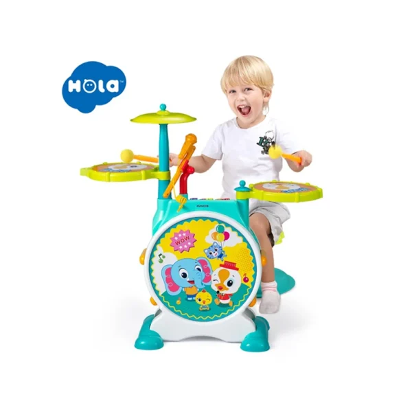 Tobă muzicală interactivă cu microfon, lumini și scaun, Hola 3130 (66619)