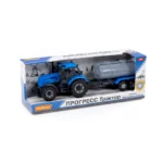 Tractor cu inerție și cisternă Progress, albastru (în cutie), Polesie (91550) - imagine 4