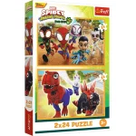 Puzzle 2x24  "Spiderman si dinozaurii"