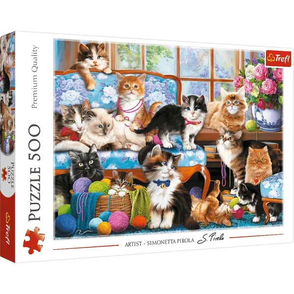Puzzle 500  "Familie de pisici"