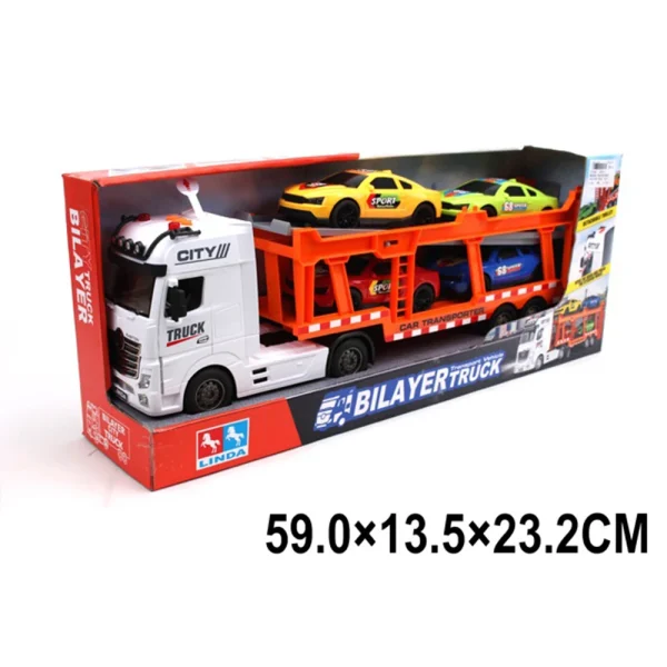 Camion cu sunete, cu remorca in set cu masinute
