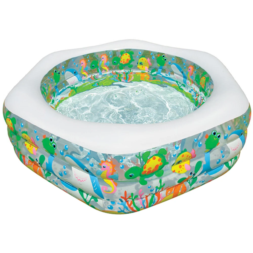 56493(1) Piscină gonflabilă pentru copii Ocean Reef cu bază gonflabilă, 191×178×61 cm, 541 L, 6+ ani, Intex (56493) - imagine 1