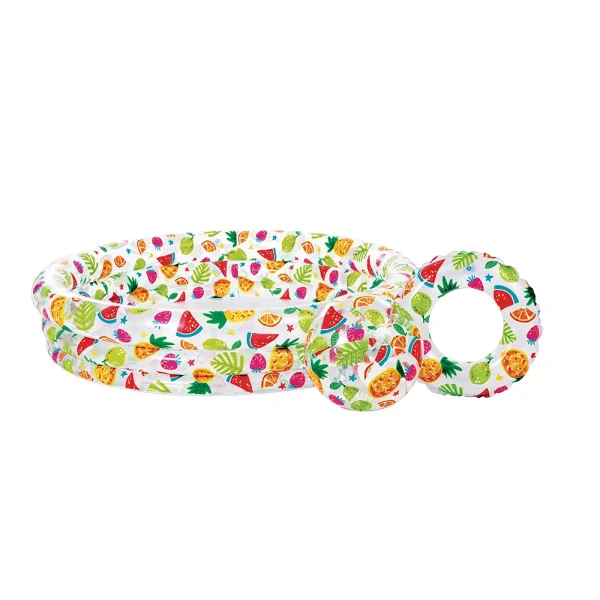 INTEX Piscină gonflabilă pentru copii 132x28cm „Ananas” cu minge și cerc, 248l, de la 2 ani