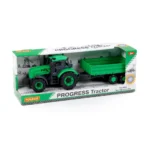 Tractor cu inerție și remorcă Progress, verde (în cutie), Polesie (91260) - imagine 7
